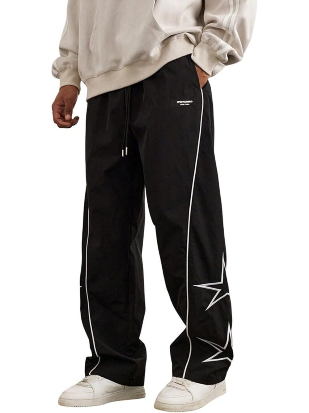 Casual Stripe Baggy Sweatpants for Men | Y2K Straight Leg Track Pants